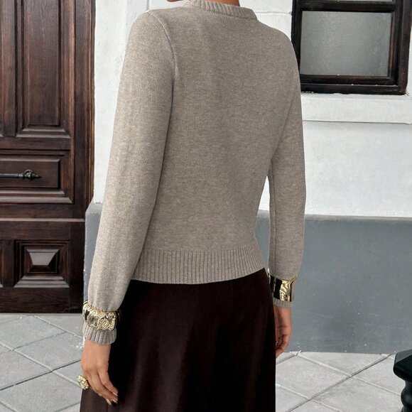 Multicolor Casual Women's Collegiate Patchwork Argyle Long Sleeve Cardigan - Picture 2 of 5